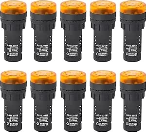 GASHER Electronic Buzzer Alarm Sounder Continuous Sound Beep Yellow 22mm 24V 10PCS