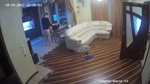Sexy Brunette, Midnight Hot Sex on Kitchen Table, Hidden Cam