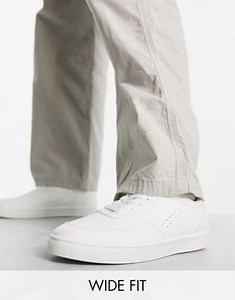 London Rebel Wide Fit paneled lace up sneakers in white | ASOS