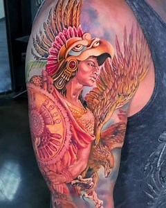 Aztec warrior ★Tattoo Art By Noelin Wheeler ★Location: Las Vegas, NV, USA ★Instagram:@noelinwheeler More Tattoos On http://theinkmasters.com | Tattoo Art