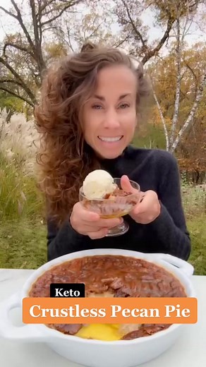 Do you love Pecan Pie but not a big fan of the crust? You are going to LOVE my Crustless Pecan Pie recipe! #pecans #pecanpie #fallflavors #Thanksgiving #foodblogger #foodie #holidayrecipes #lowcarb #keto #ketodiet #mariaemmerichrecipe #mariaemmerich | Keto Adapted - Maria Emmerich