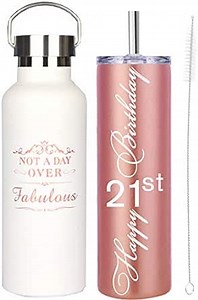 MEANT2TOBE 21st Birthday Gifts for Girl, 21st Birthday Gifts, Gifts for 21st Birthday Girl, 21st Birthday Decorations for Women, Happy 21st Birthday Tumbler, 21st Birthday Tumbler Set