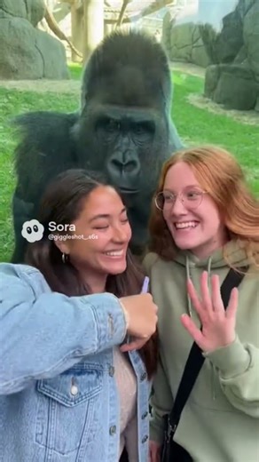 “Gorilla Photobombs Girls’ Selfie 😂📸 | They Didn’t Expect THIS!”