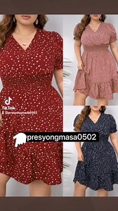 Plus Size Casual Polka Dot Print Design ALine Dress V-Neck Style For Women | Presyongmasa | Facebook