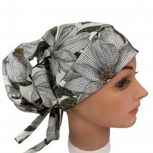 Magnolia Scrub Medical Cap / Surgical Hat / Natural Floral - Etsy