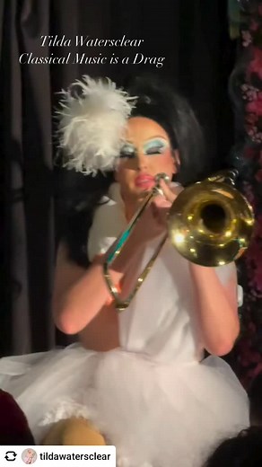 @tildawatersclear “You better not be playing the Swan dressed as a swan when I get there” 🦢dress by me 💕 @jadiecadenza put on a SHOW yall. Classical and drag belong together! @harrythebagelguy ty for the video #drag #dragqueen #rpdr #gay #localdrag #gayboy #instrumental #instruments #classicalmusic #trombone #funny #music #opera #singing #band #marchingband | Pittsburgh Lesbian Correspondents