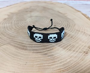 Black Skull Bracelet – Loom Beadwork – Punk Goth Style Accessory - Etsy Canada