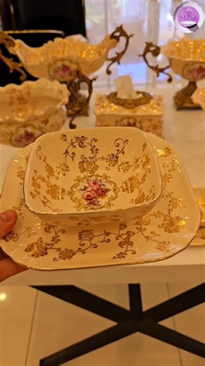 French Style Floral Ashtray Hand-Painted Ceramic#dinnerware #tablewarecollection #viral