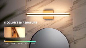 kudos 24 inch Led Vanity Light Fixtures,Bathroom Vanity Light Over Mirror 5CCT 1600LM, Matte Black Wall Sconce, KDVL11-BK