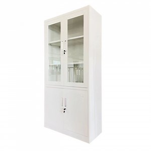 [Hot Item] Steel Shelf Cupboard Glass Door Lockable Office Metal Storage Cabinet