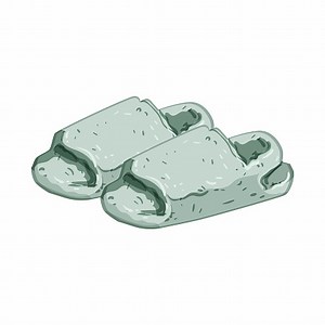 floor woman slippers cartoon. footwear slipper, home house floor...