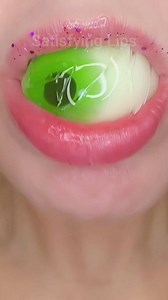 ASMR Satisfying Eating A Crunchy Green Eyeball #emojichallenge #asmrcrunch #satisfyinglips | Satisfying Lips