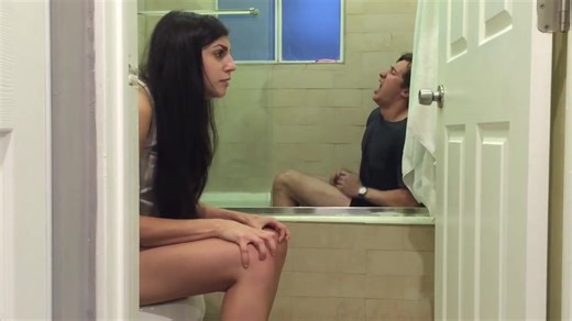 Guy and girlfriend Diarrhea in bathroom