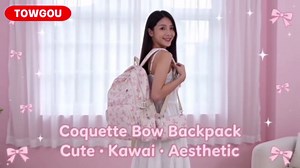 Coquette Bow Backpack Bow Backpack 3Pcs Set for Girls Cute Kawaii Backpack Set Aesthetic Daypack Bow Rucksack (Pink Red)