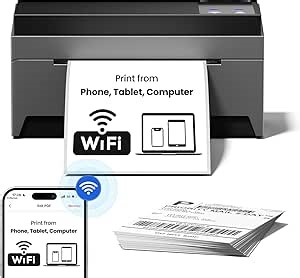 Wireless Thermal Label Printer, Wi-Fi Shipping Label Printer, 4x6 Label Printer for Small Business Shipping Packages - Support Android, iOS, PC, Mac, 249 Label Printer for Amazon, Etsy, Ebay,UPS,FedEx