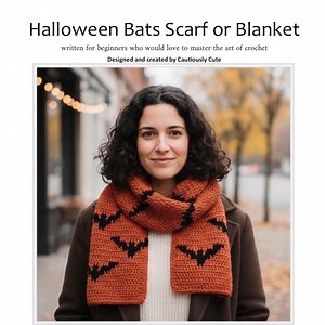 Halloween Bats Crochet Scarf or Blanket Pattern: Beginner Friendly, Video Tutorials (PDF) - Etsy