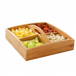 [Hot Item] Wooden Snack Storage Box with Divider Lid for Candy and Dry Fruit