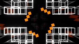 White and Orange Neon Flashing Geometric Cube Patterns Background VJ Loop in 4K