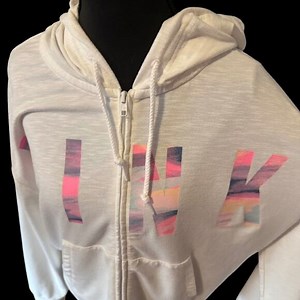 Victoria Secret PINK Zip Up Cropped Jacket Hoodie Size MED