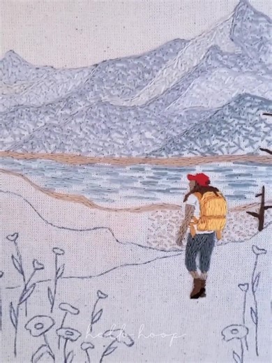 Misty Mountains Hiking Hand Embroidery Pattern - PDF - Instant Download - Etsy