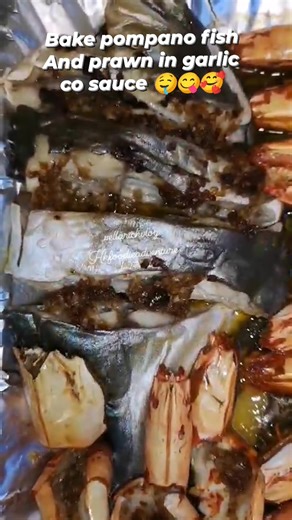 Bake pompano fish and prawn With garlic,co sauce recipe 😋🥰💥 #ellarichvlog #hkfoodieadventure #chinesefood #bakeIdeasforseafood #sesfoofrecipe | Ella Rich Vlog