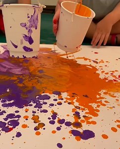 The children had a blast creating a pendulum art splash. They happily poured paints into cups and swung them back and forth, experimenting with different movements. They were excited to see colorful patterns emerge and marveled at how the colors blended together. It was a simple yet joyful exploration of art and motion. #inspirephilosophy#learningthroughplay #playbasedlearning #econursery #jumeirah #dubaitag #dubaiinstagram #mydubai #instagramreels | Kids Island Nursery | Facebook