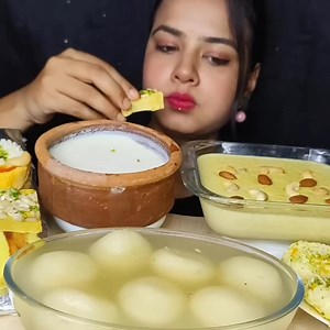 2.5M views · 24K reactions | ASMR EATING RASGULLA, RASMALAI, SANDESH,GULAB JAMUN, KHEER, MISHTI | Curry Lover | Facebook