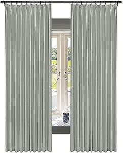 Fcosie Extra Wide Curtain Panels Pinch Pleat Linen Curtain & Drapes with Blackout Lining Window Curtain Drapery for Nursery Teen Boys Girls Kids Room Decor (1 Panel, Fog, 120" Wx96 L)