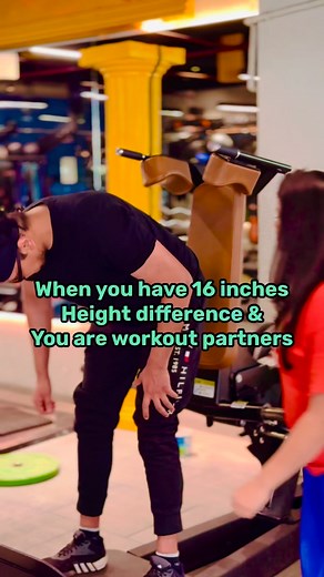 Tall & short height workout partners problems😫😫 #heightdifference #tallshortcouple #hacksquat #hacksquats #hacksquatmachine #squats #squatfail #squatface | Nishu Gupta