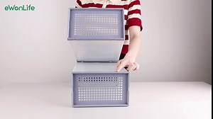 eWonLife Shoe Storage Boxes Organizer, Stackable Plastic Shoe Storage Containers for Closet, Drop Front, Clear Under Bed Shoe Box Bins with Lids, 12 Pack, for Entryway, Bedrooms, Bathrooms