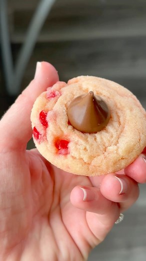 5.6K views · 43 reactions | Cherry and chocolate is a dessert match made in heaven! And cherry blossom cookies exploit that dessert chemistry with a tart, tangy, and chocolatey richness.  Recipe link in comments! Cooking with Karli #cookies #cookielover #cherry #cherryblossom #cherrycookies #blossomcookies #kiss #kisscookies #chocolatekiss #sweettooth | Cooking with Karli | Facebook