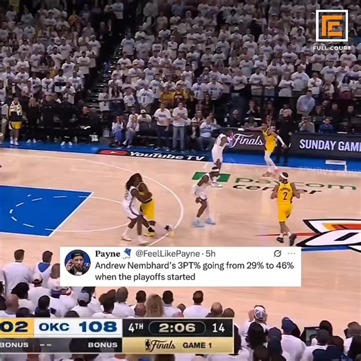 Throwback: Andrew Nembhard turned into a sniper when it mattered most, jumping from 29% to 46% from deep once the playoffs tipped off 🎯🔥 | Full Court