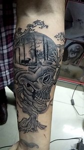 #Skull with #Forest #Tattoo #design did few days back | Tattoo Warrior