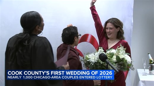 Two brides win marriage license lottery, become first Cook County couple to tie the knot in 2026