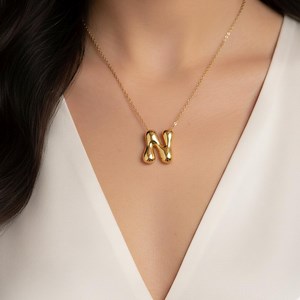 3D Bubble Letter Necklace, Gold Balloon Initial Pendant, Personalized Puffy Alphabet Jewelry Gift - Etsy UK