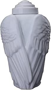 Wings | Beautiful Handmade Cremation Urn for Human Ashes | Angel Cremation Urns | Funeral Urn Large Size for Adults (White)