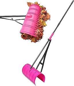 Amazing Rake Back Saving Garden Rake ― Leaf Rakes for Gardening ― Leaf Picker Upper ― Heavy Duty Leaves Claw & Rakes Lawns Garden Tool ― Easy Leaf & Grass Grabber Without Bending Over ― Hot Pink