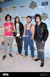 Tyson Ritter, Mike Kennerty, Chris Gaylor, and Nick Wheeler of the band 'All-American Rejects'. 14 December 2008, Culver City, California. Spike TV's 2008 "Video Game Awards" held at Sony Pictures' Studios. Photo Credit: Giulio Marcocchi/Sipa Press./VGA gm.066/0812150711 Stock Photo - Alamy