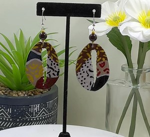 Cowrie Shell Earrings Hand Painted - Etsy