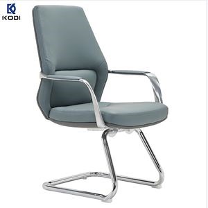 [Hot Item] Modern Leather Office Furniture Chair Without Wheel on Sale Bowed Feet Leather Chair