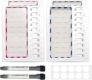 2Pcs Dry Erase Chore Chart for Kids - Magnetic Visual Schedule for Kids - Reusable Dry Erase Board with 10Pcs Double-Sided Tape