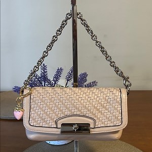 Coach Vintage Tan Leather Small Shoulder Bag with Chain Strap