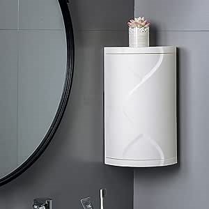 Bathroom Corner Cabinet Shelf Triangle 360 Degree Rotating Holder Kitchen Toilet Shelf Bathroom Storage Rack Multi Layer Storage Rack,White