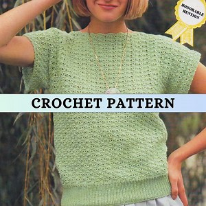 Crochet Tee Shirt Pattern Openwork Lace Weight Classic Simple Blouse Short Sleeve Sweater Spring Summer Crochet Pattern Women Boatneck PDF - Etsy UK