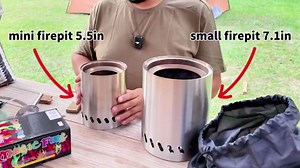 HGD Small Tabletop Fire Pit, Smokeless Table Top Firepit Outdoor, Portable Mini Stove with Carry Bag for Camping Backyard Patio Garden Picnic, Fueled by Pellets or Wood, Stainless Steel, Green