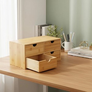Wooden Bamboo Desktop Organizer – 4-drawer Storage for Office Desk, Vanity Makeup & Home Workspace - Etsy UK