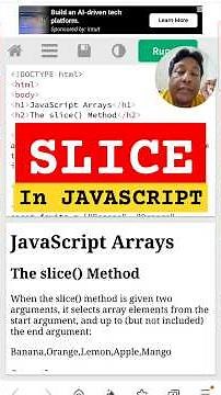 Slice method in JavaScript #programmingwithrakesh