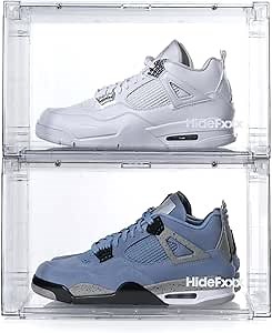 LED 2 Pack Shoe Storage Box, Sneaker Display Box, Container for Make-up, Toys, Bags 15"x11.2"x9.0 (LED TRANSPARENT)