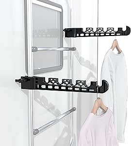 Portable Clothes Drying Rack for RV/Camper/Trailer - Space Saver, Easy to Mount on RV Ladders, No Drilling or Nailing, Black