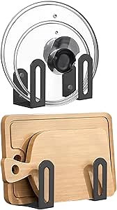 Pot Lid Organizer for Cabinet - 2 Pack Universal Pan Lids Organizers Inside Cabinet Door Wall Mount，Pot Lid Rack Top Storage Holder for Kitchen, Fits 6" to 13.5"